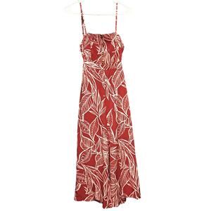 NWOT Favlux Women's Small Burnt Orange w/ White Leaf Open Back Jumpsuit